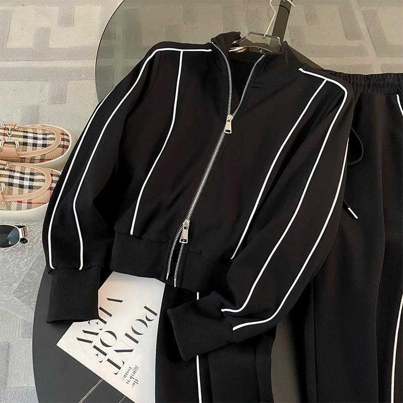 Autumn 2024 Women's High-End Fashion Sports Casual Sweater and Wide-Leg Pants Set