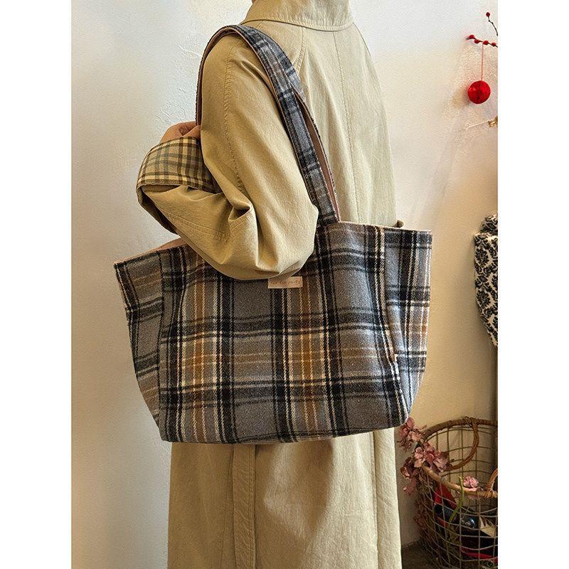 Double-sided Tote Bag, Laid-back Style Shoulder Bag, Niche Commuter Bag