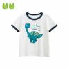 27Kids Children's Clothing Boys' Color-Blocked Short-Sleeved T-Shirt Kidsren's Summer Round Neck Pullover Baby Dinosaur Pure Cotton Clothes
