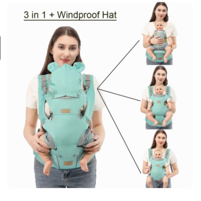 3 In 1 Baby Waist Seat Carrier Ergonomic With Windproof Hood Suitable For Winter