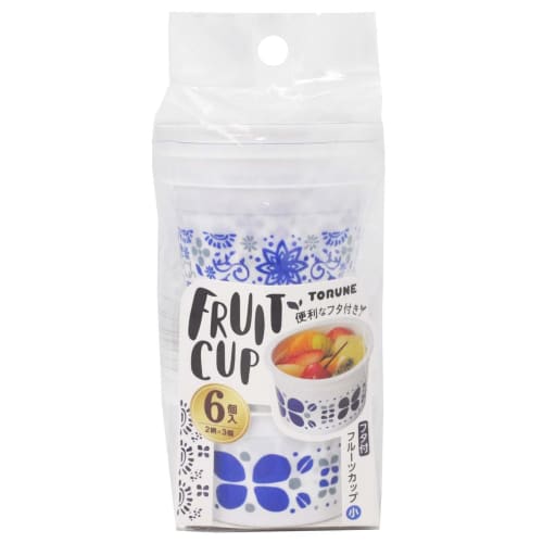 Torne Small Fruit Cups with Lids, Blue and Floral Pattern, Pack of 6 (2 Patterns X 3 Packs), Convenient for Portioning Desserts, 7cm Diameter X 4cm He