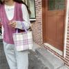 Stylish Ins Checkered Woolen Lunch Bag Chic Minimalist Tote For Everyday Use