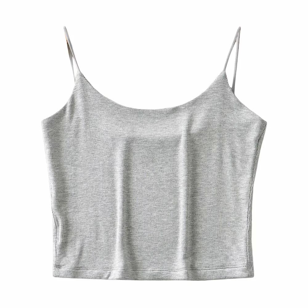 

Женская летняя майка-топ с глубоким вырезом и U-образным вырезом, облегающая, двухслойная, с открытой спиной Small хизер серый