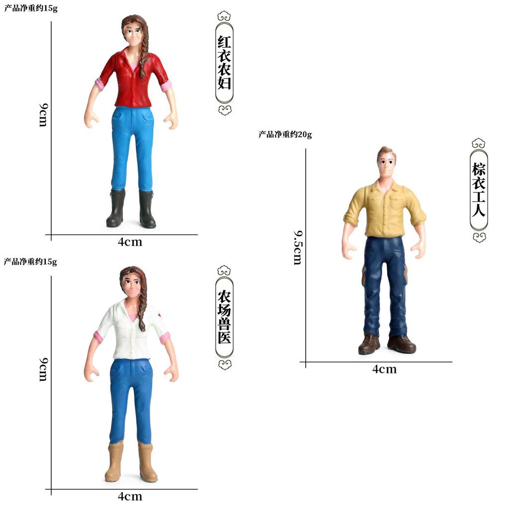 Realistic Farm And Ranch Plastic Figurine Set Detailed Farmer Models