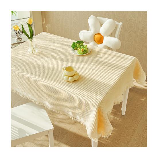 Tablecloth for Rectangle Table, Geometric Pattern Cream Style Tablecloth, Wrinkle Resistant Easy Care Table Cover for Coffee Tables Dorm Desks Photo S B