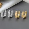 Female White Zircon Stone Hoop Earrings Vintage Fashion Gold Color Wedding  For Women