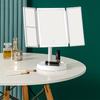 Wireless Folding Cosmetic Reflector With LED Light 3 Tone Lights Desktop Vanity Mirror 2X/3X Magnifying 360° Adjustable Rechargeable