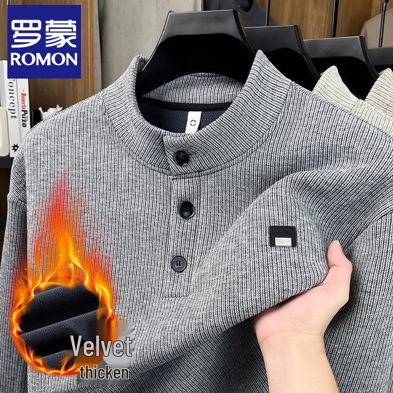 ROMON Men's Stand Collar Knit Sweater