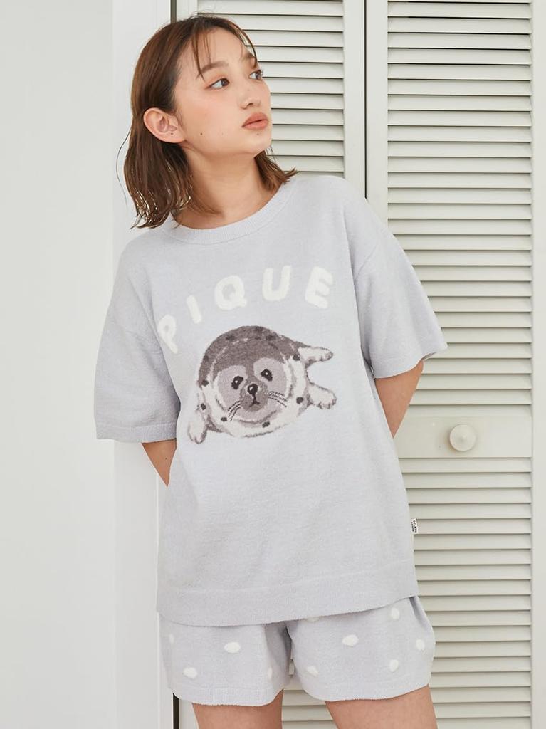 gelato pique Seal Print JQD Pullover Shorts Set Blue & (PWNT252016) Women's