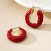 Elegant French Atmosphere: Trendy Enamel Drip Glaze Color Block Earrings for Women