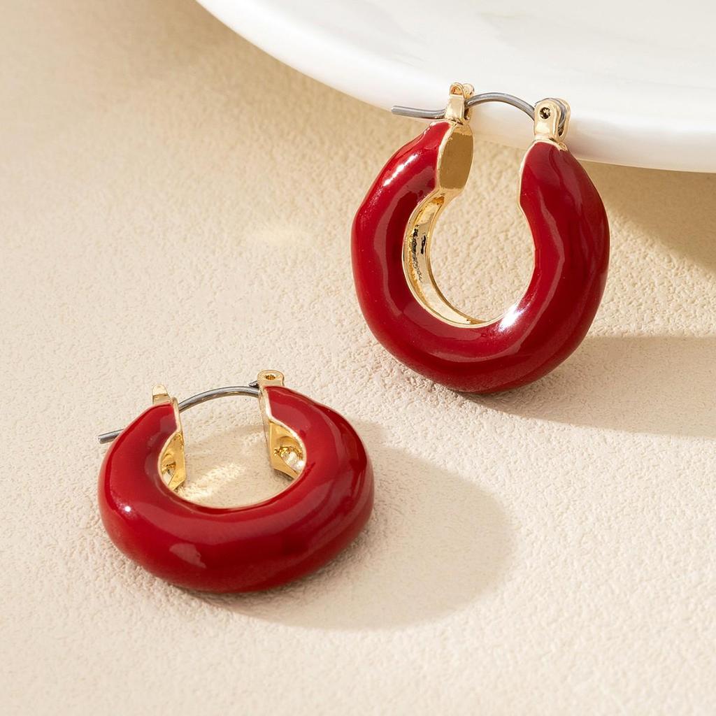 Elegant French Atmosphere: Trendy Enamel Drip Glaze Color Block Earrings for Women