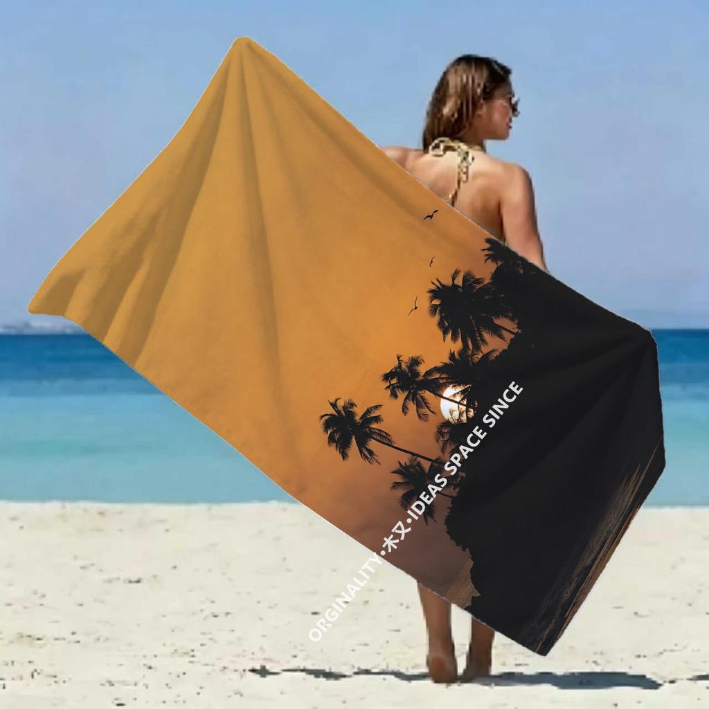 Vintage Palm Sunset Beach Towel Patterned Sunscreen And Windproof Suitable For Swimming Pool Camping Travel Blanket