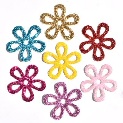 80Pcs Mixed Glitter Leather Spring Flower Appliques Patches for Crafts Clothes Hairpin DIY Scrapbooking Decor Accessories