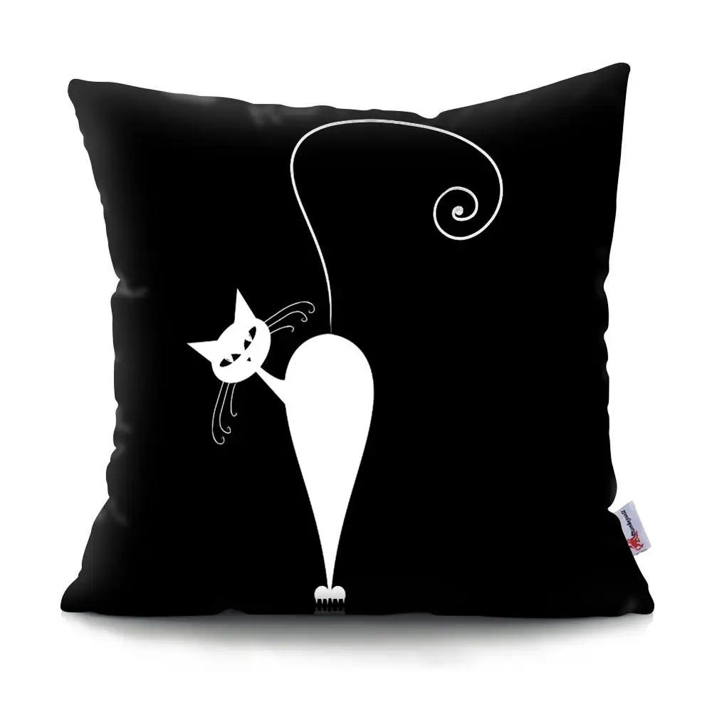 Black Cat Cushion Cover Pet  Sofa Bedroom Decoration Pillowcase Pattern   Case