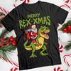 Vtipné pánské a dámské dinosauří vánoční tričko Rexmas #MC