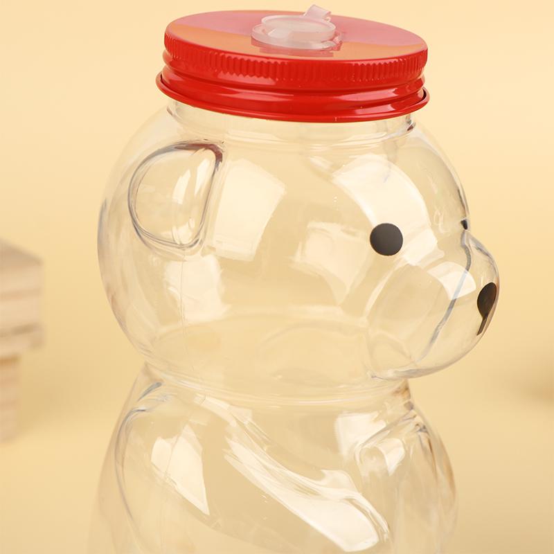 500ml Tragbare Cartoon-Bären Transparente Flaschen Klare Milchtee Kaffee Flasche Für Bubble Tea Saft Milchshake Partyzubehör