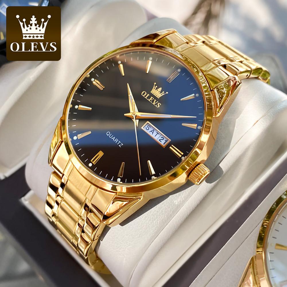 OLEVS 6898 Luxury Men's Watches Stainless Steel Waterproof Weekly Calendar Quartz Watch Original Luminous Simplicity Wristwatch
