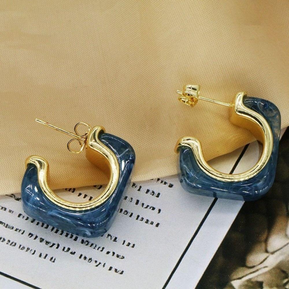 1 Pair Copper Acrylic Earrings 18K Gold Plated Hoop Earrings Resin Earrings  Daily Wear