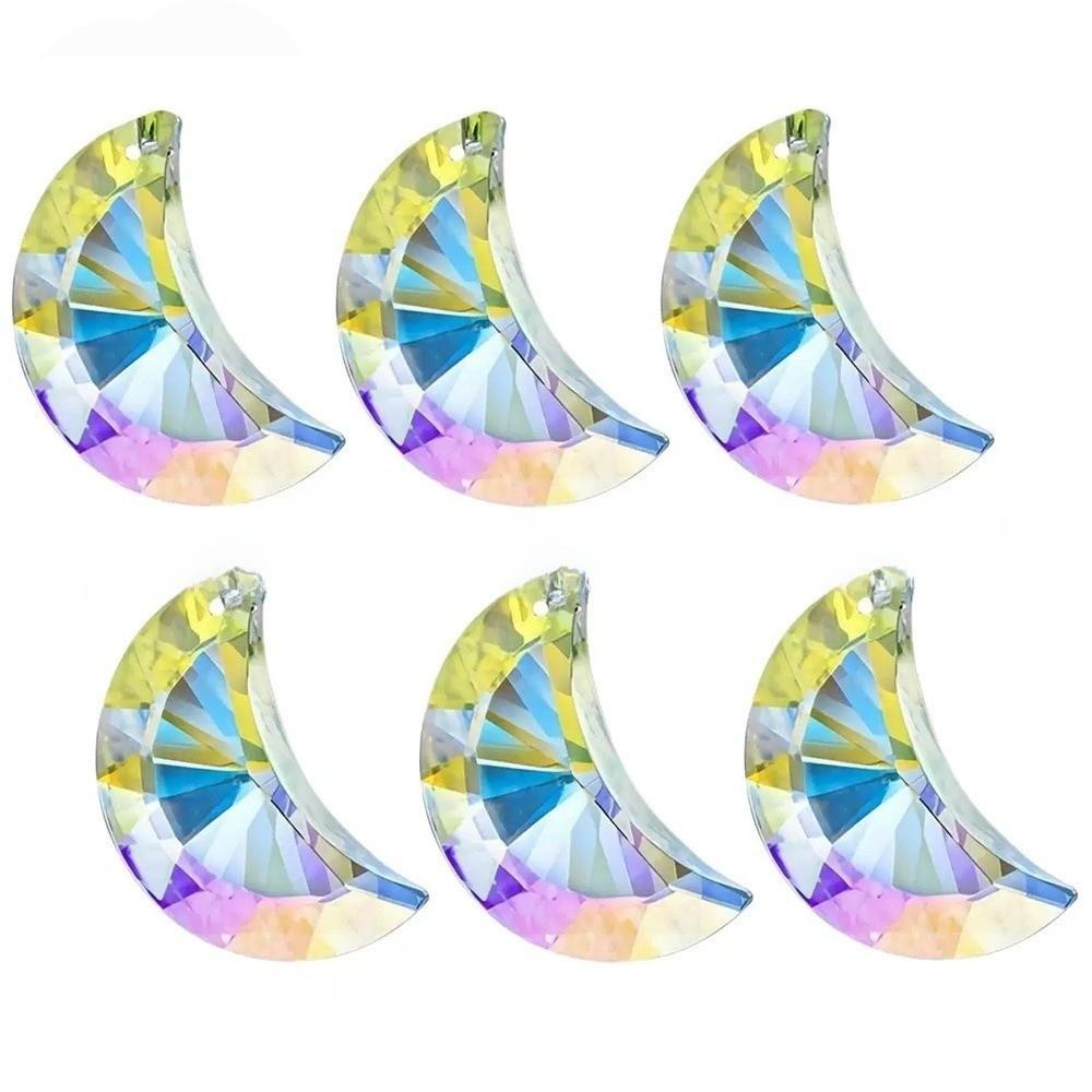 6pcs Moon Christmas Tree Hanging Ornament Stars Sun Catcher Crystal Pendant Garden
