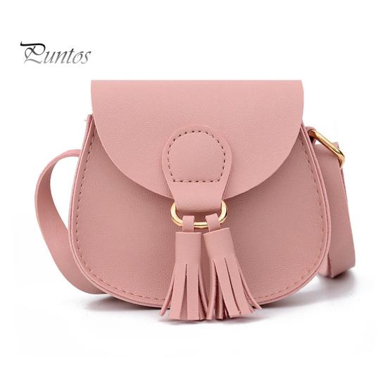 

Детская маленькая сумка через плечо с регулируемым плечевым ремнем, декорированная кисточками, искусственная кожа, милая стильная сумка для девочек, детская сумка-слинг, праздничный подарок розовый