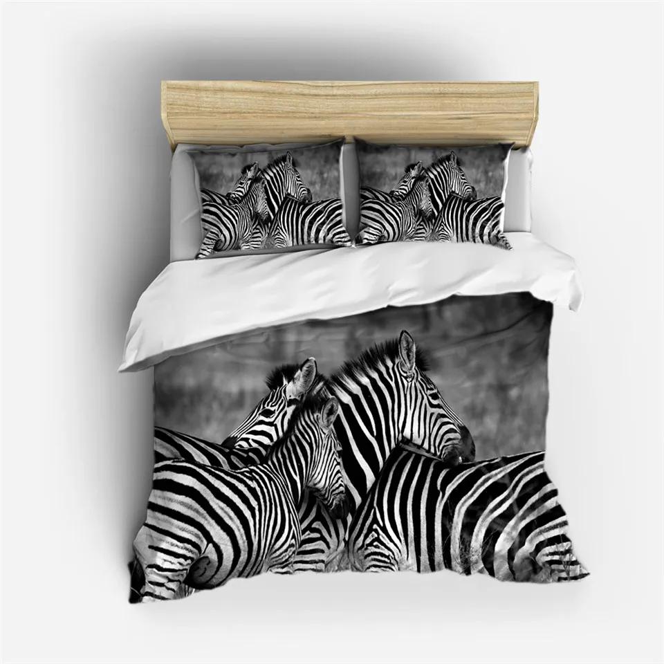 3D Animal Bedding Set Quilt Cover Zebra Pattern Duvet Cover With Pillowcases Full Queen King Soft Comforter Cover Home Textile