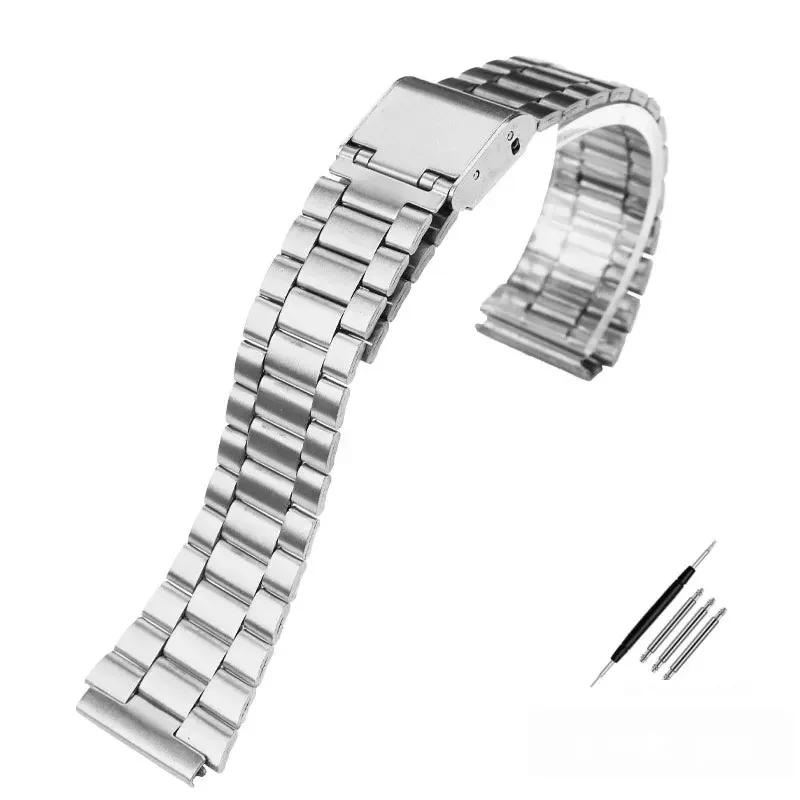 18mm Fine Steel Watchband for CASIO A158 / A159 / A168 /A169 /B650 /AQ230/ 700 Classic Small Square Silver Block  Metal Strap