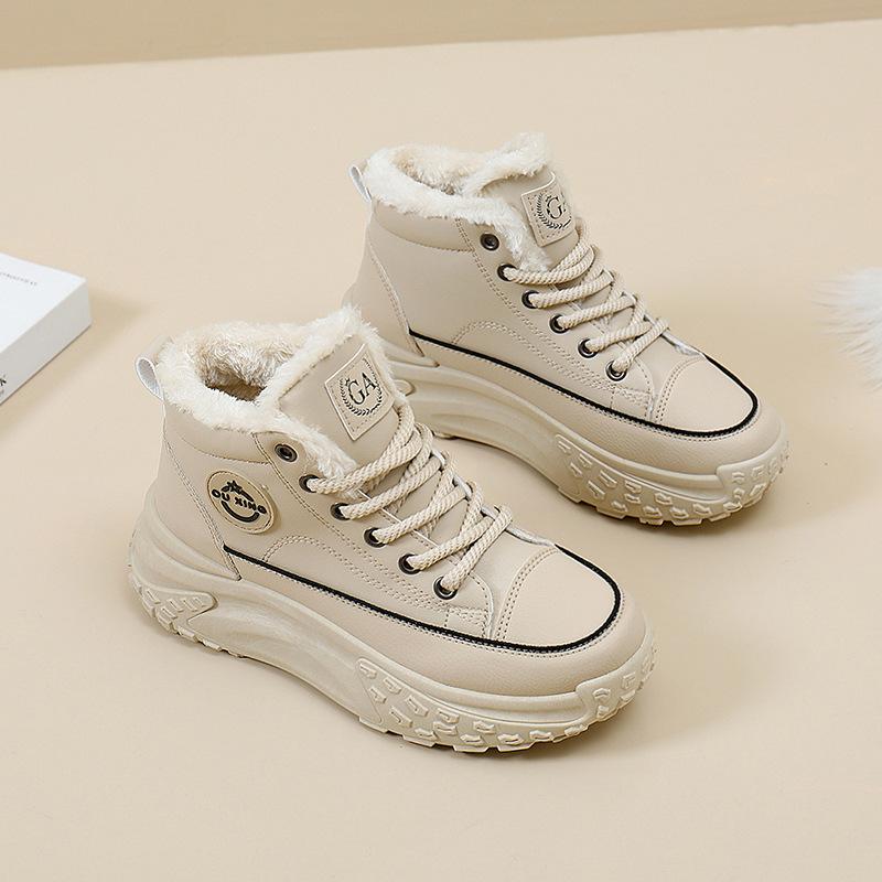 

Женская обувь в тон цвета Macaron с флисовой подкладкой для снега, теплая нескользящая хлопковая обувь с защитой от холода 40 хаки