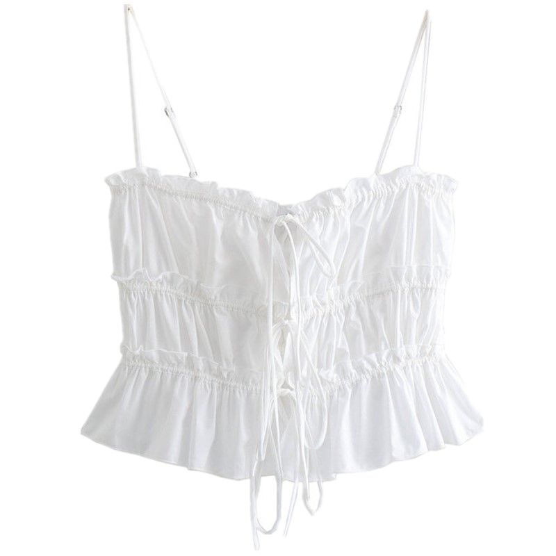 

Fashion Style 2024 Summer New Arrival Women s Crop Top Short Vest Strappy Bow Decoration Tops Women s 3067055 White L