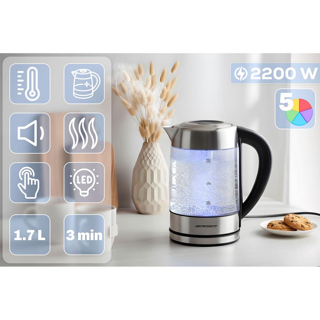 Glass Electric Kettle With Temperature Control, Berdsen