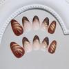 Textured 3D Zebras Pattern False Nail 24pcs Cats Eye Glitters Press On Nail Crystal Rhinestones French Style ABS