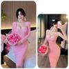 Sexy Women's Strap Dress Sleeveless Gown Female Sensual Two-Piece Clothing Fashionable Trendy Minimalist Design