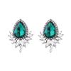 Atmosphärische, modische Wassertropfen-Ohrringe, modische Smaragd-Blitz-Diamant-Wassertropfen-Ohrstecker, Schmuck, Bekleidungszubehör