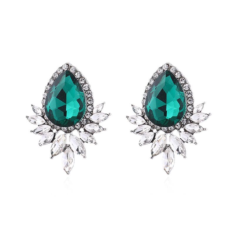 Atmosphärische, modische Wassertropfen-Ohrringe, modische Smaragd-Blitz-Diamant-Wassertropfen-Ohrstecker, Schmuck, Bekleidungszubehör