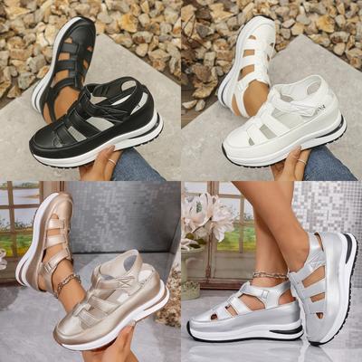 Hollow Casual Sandals Women's Outer Wear Summer and Spring All-match Thin Section Muffin Thick-soled Inner Heightening Women's Shoes