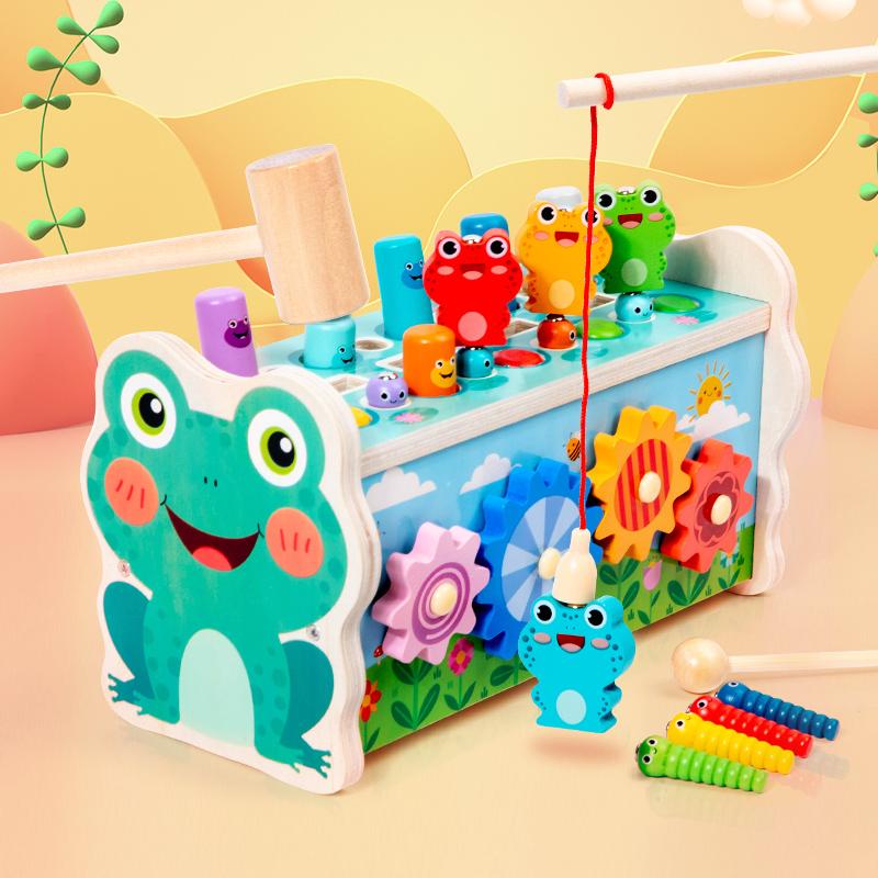 Magnetic Fishing Owl Cube New Montessori Toys Learning Educational Clock Hammer Game with Music Puzzle for Kids Gift