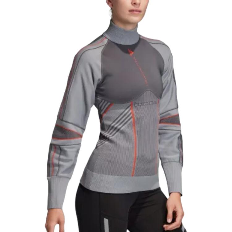 Adidas Run Od Color Block Rollkragen Bequemes Langarm-T-Shirt Damen Tops Grau DY8491