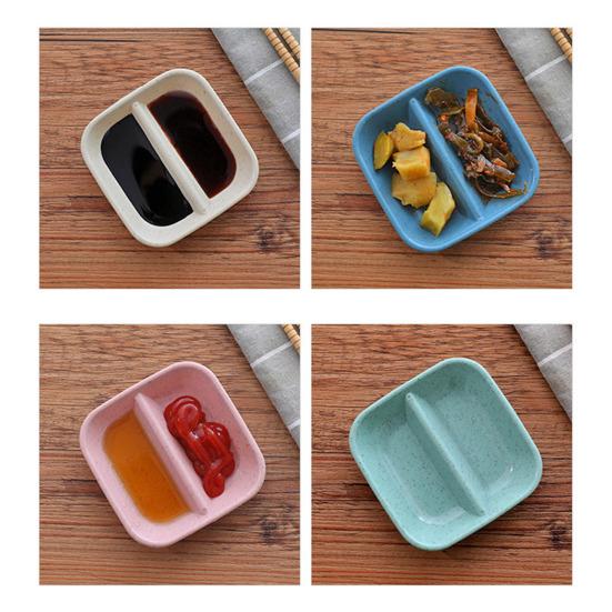 2Pcs Sauce Dish Double Grids Design Multipurpose Long Lifespan Small Dish Seasoning Soy Sauce Tableware