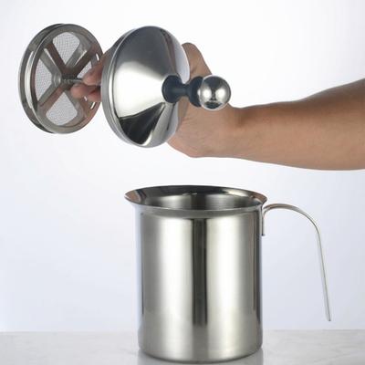 Stainless Steel Manual Milk Frother Double Layer Filter Hand Pump Milk Foamer  Cappuccino