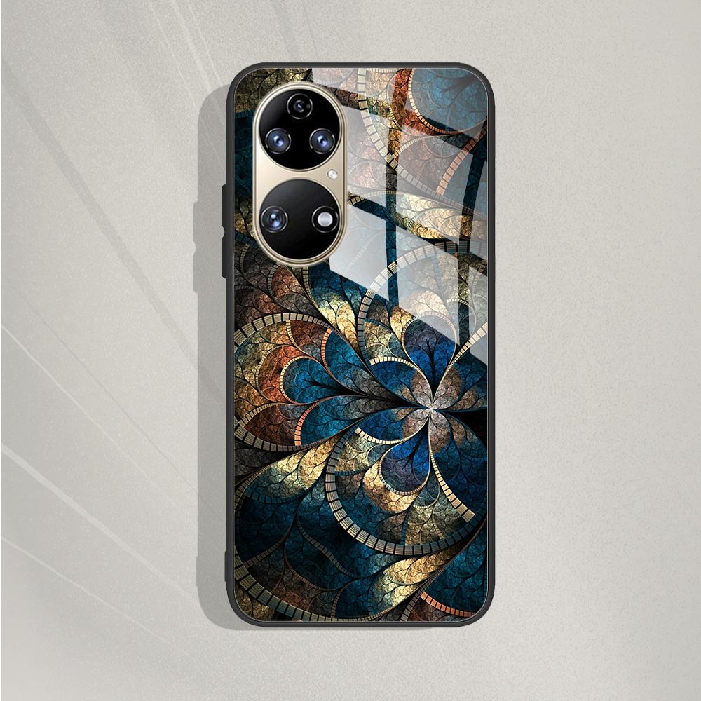 Pro Huawei P50 Pro Pouzdro P50E P 50 Luxusní tvrzené sklo Kryt telefonu Pro Huawei P50 Zadní kryt Módní ochranné TPU Coque P50Pro