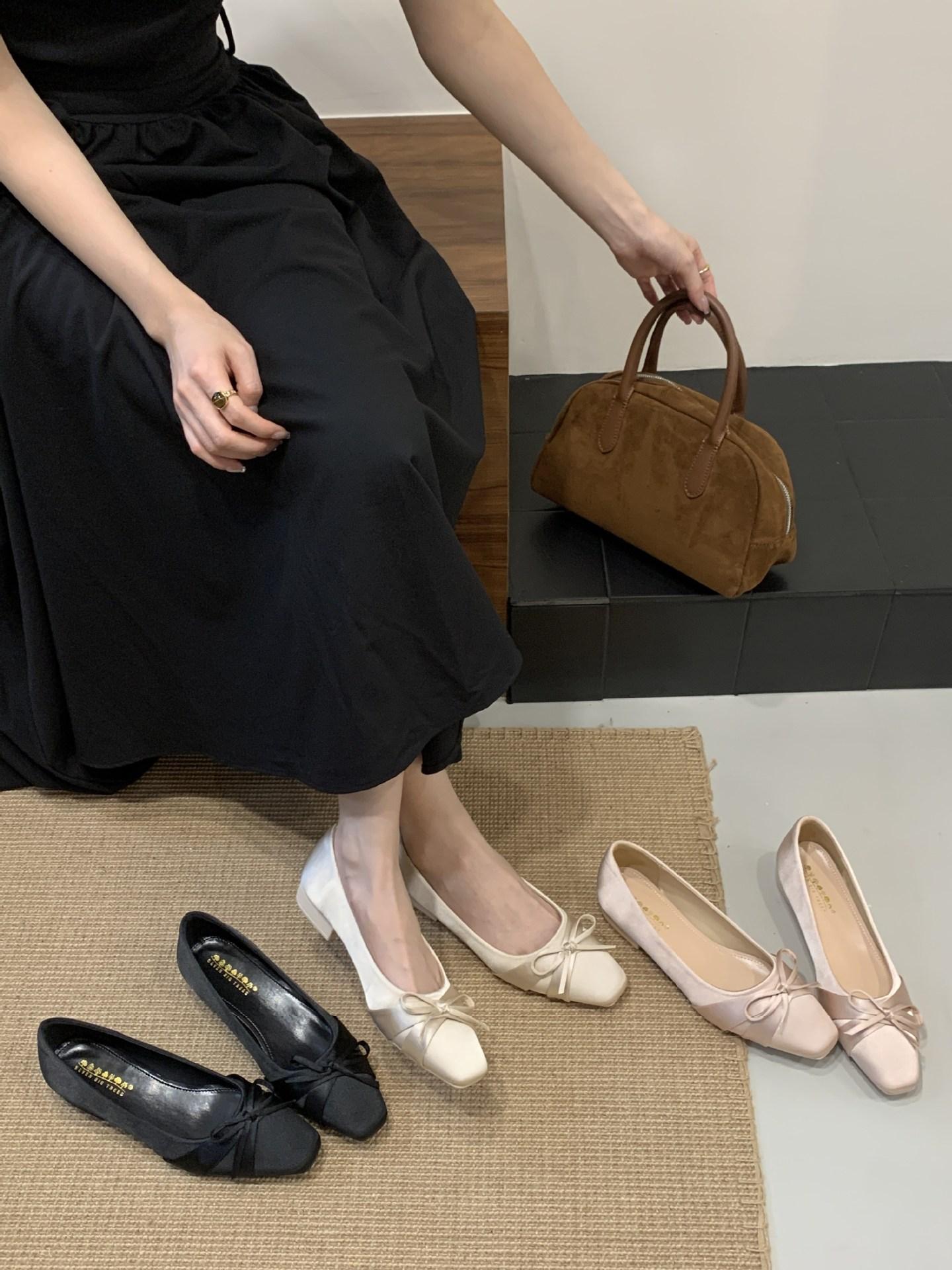 

2025 autumn new bow round head women s shoes flat casual women s shoes 40 розовый