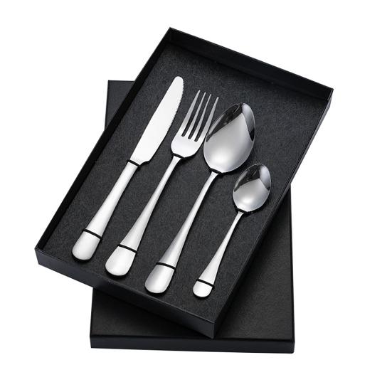 

Набор столовых приборов из 4 предметов из нержавеющей стали, набор столовых приборов пищевого класса с ящиком для хранения серебряный