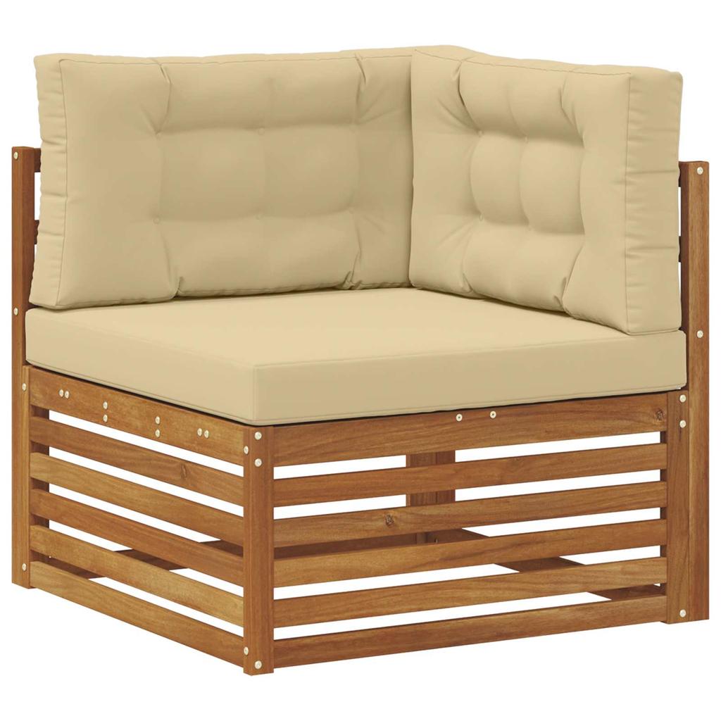 Outdoor Sofa Set 9 pcs Natural and Beige Solid Acacia Wood