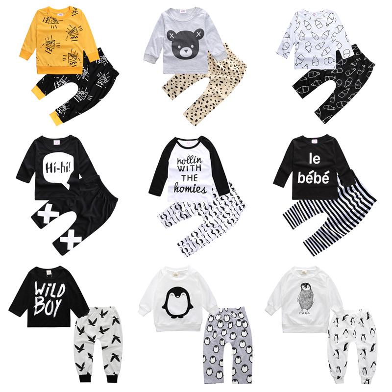 Spring & Summer INS Style Baby & Kids Short Sleeve Printed T-Shirt and Pants Set