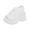 Sports Sandals Women's High-heeled Large-size Wedge Heel Fish Mouth Women's Sandals Thick-soled Mesh Lace-up Elastic Women's Shoes