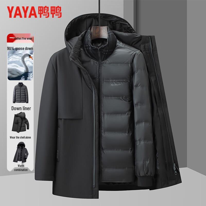 YAYA Men s 5-in-1 Detachable Hooded Goose Down Parka 180