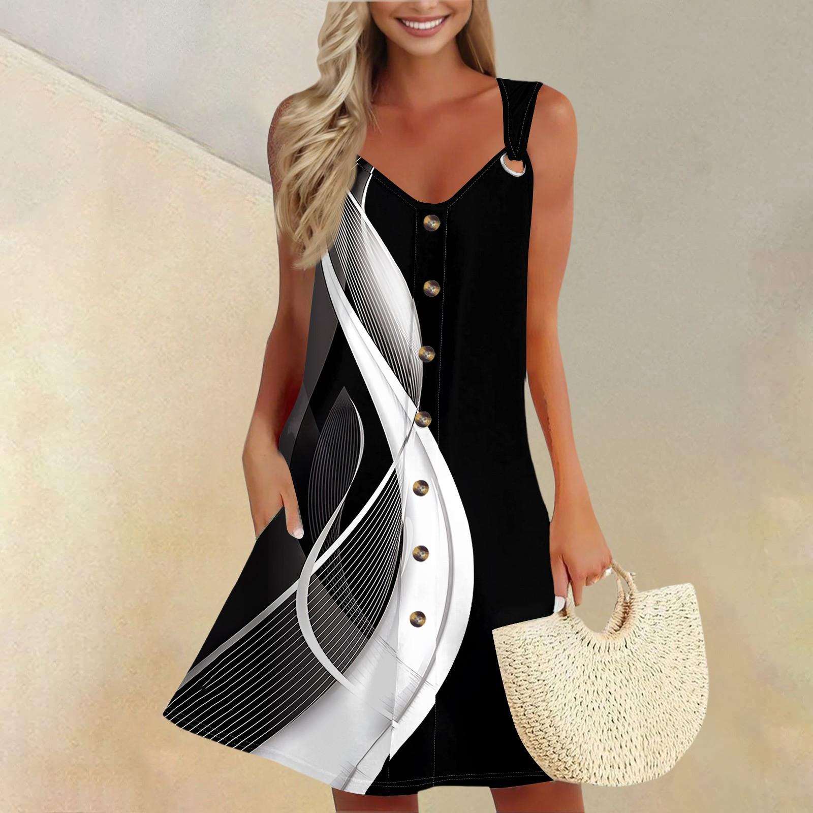 

Женское летнее платье с карманом без рукавов сарафан с цветным блоком и принтом в стиле пэчворк M чёрный