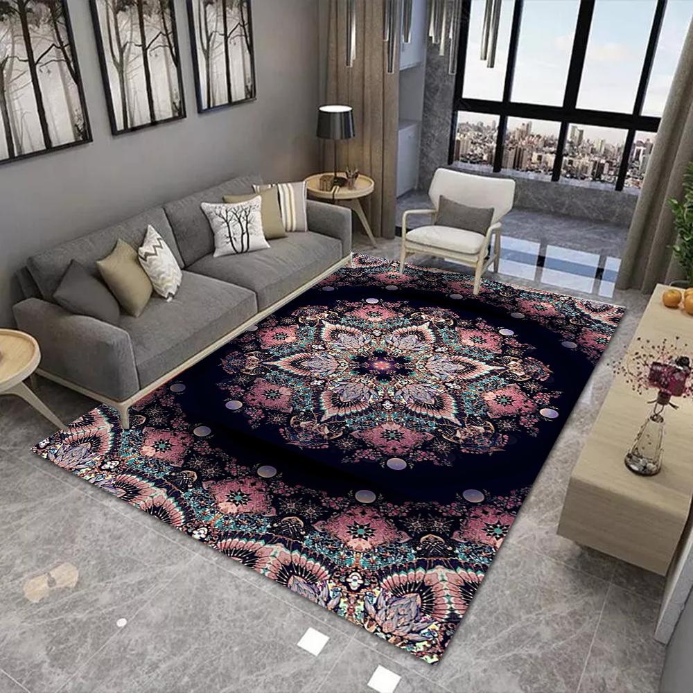 Mandala Carpet Mat Rug 3D Bohemian Colorful Floral Design Modern Living Room Home Decor Non-Slip Soft Floor Mat Bedroom Decor