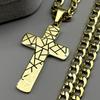 Christian Geometric Pattern Jesus Cross Pendant Necklace for Men Stainless Steel Gold Color Hip Hop Chain Necklaces Jewelry