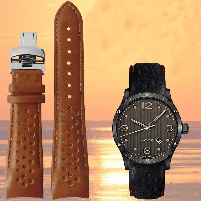 

Для Mido Helmsman M025407a Series Top Genuine Leather Watch Band M005 Sao Orange Helm Leather Watch Remezzo 22 мм male 22mm
