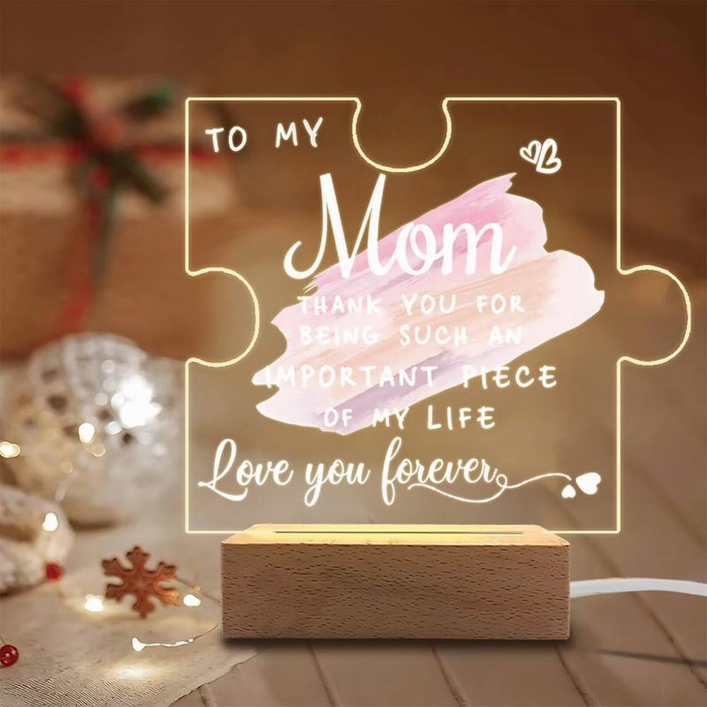 1PC Acrylic Luminous Ornament Photography Accessories, USB Base, Best Mom Gift, Puzzle Plaque Figurines